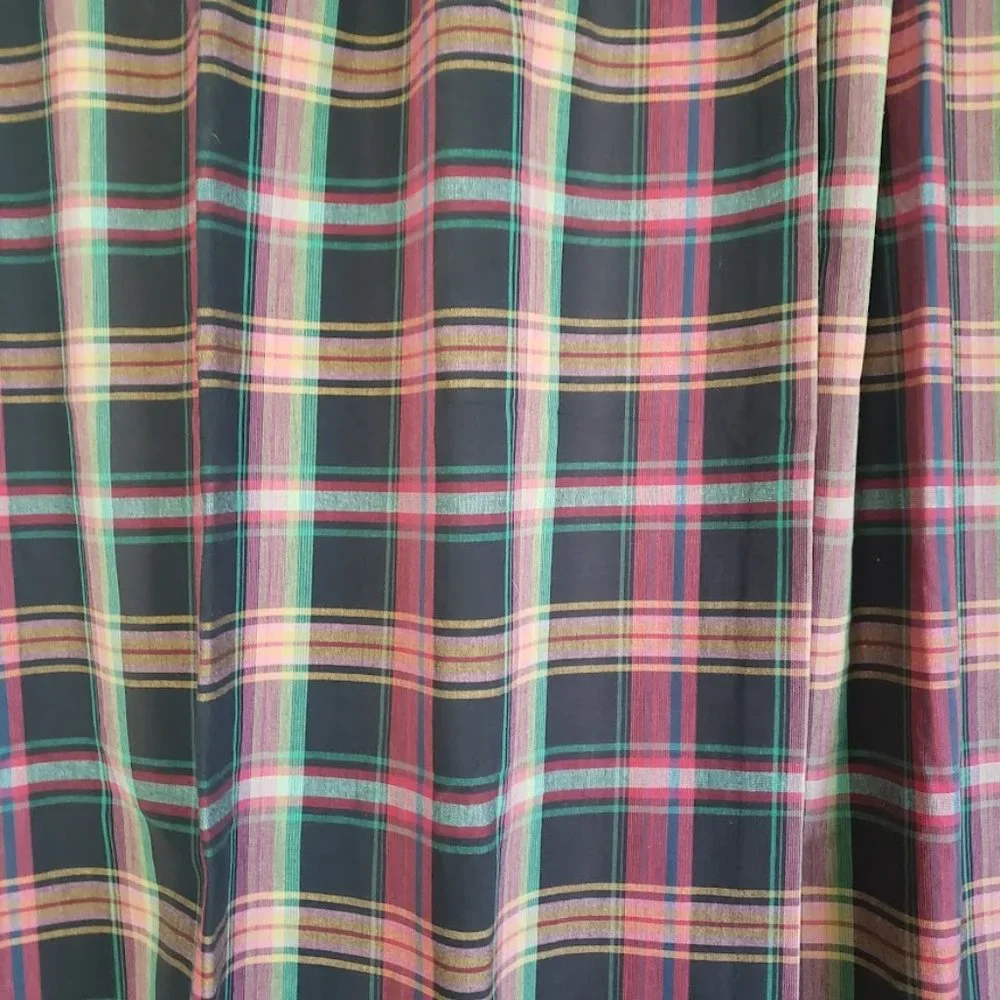 Custom Drapes Rod Pocket Tartan Plaid Heavy Twill Cotton 78W x 80L Lined Weight